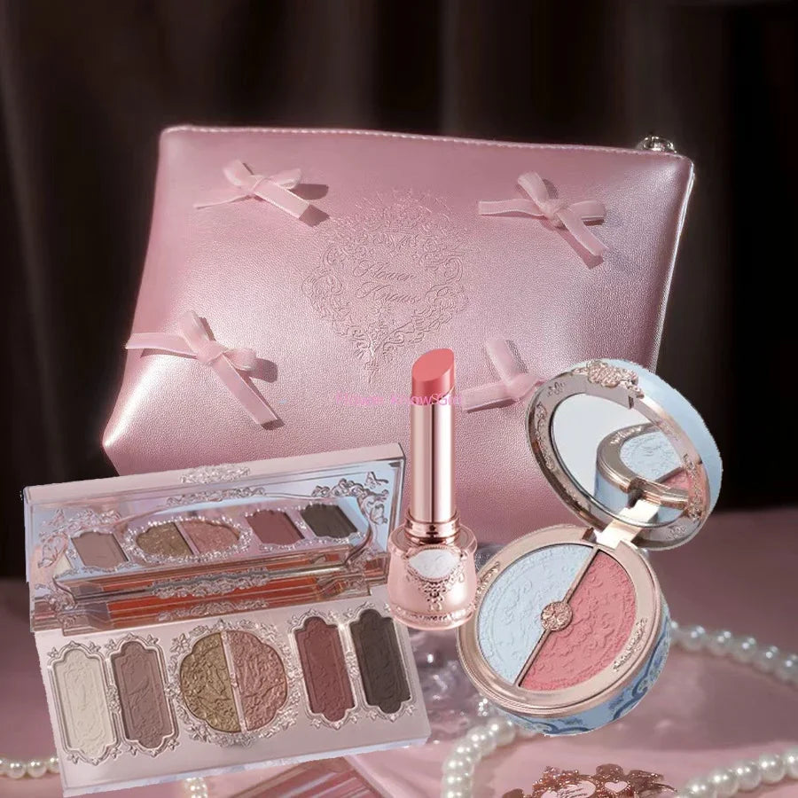 Flower Knows Butterfly Cloud Collar Collection Makeup Gift Set Includes Glitter Eyeshadow Blush Powder Lipstick makeup Bag