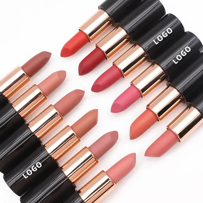 Custom 24colors Matte Waterproof Lipstick Long Lasting Non-fading Color Sexy Lips Beauty Makeup Cosmetics Bulk