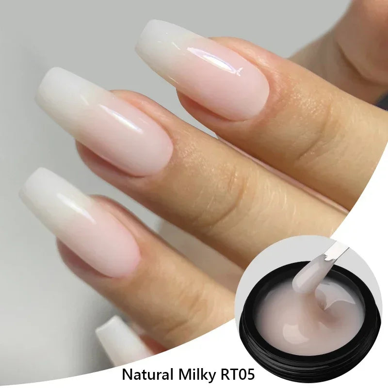 MSHARE Low Heat Milky Self Leveling Construction Gel for Nail Extension Medium Thick Natural Builder Reinforce UV Led Gel 142g