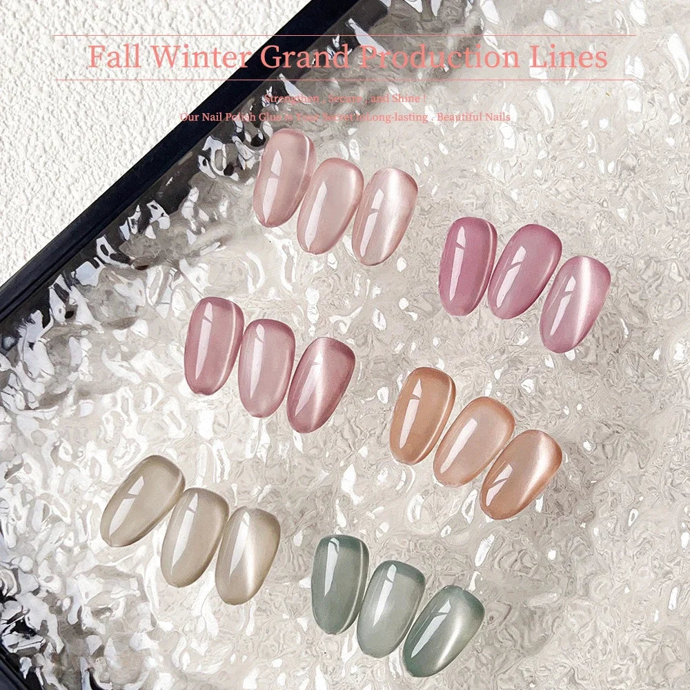 6 Color/Set 15ml Crystal Cat Eye Nail Gel Polish Magnetic UV LED Soak Off Gel Varnish Pink Nail Art Gel Lacquer With Display