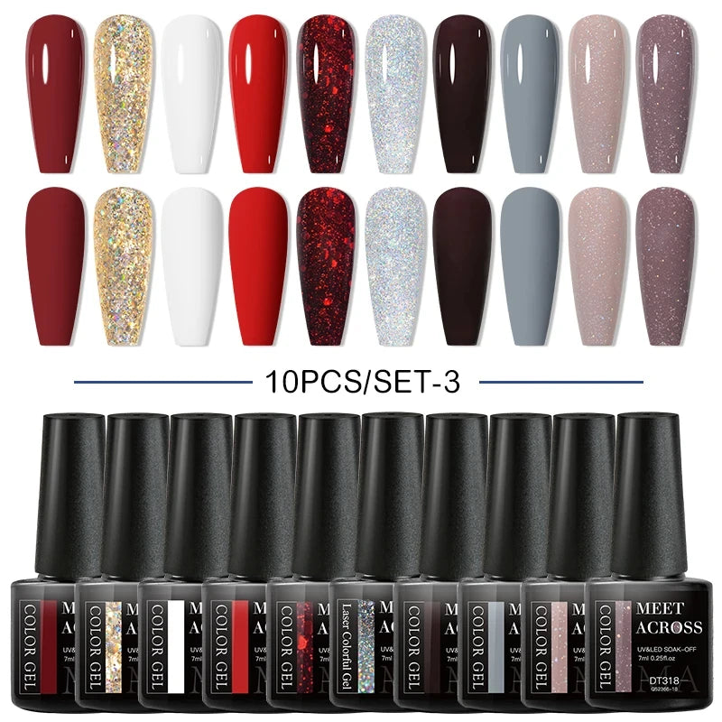 10-12Pcs/set Thermal Gel Nail Polish Set 3 Layers Color Change Nails Semi Permanent Gel Nail Polish For Manicure nail supplies