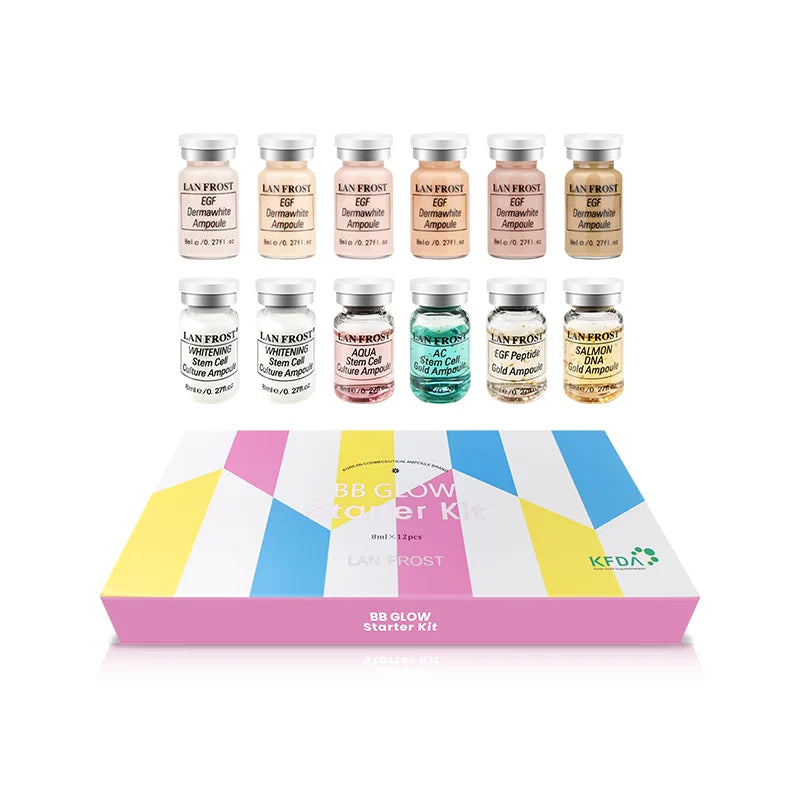 BB Cream Glow Face Serum Essence Ampoule Kit 12vials/ box Moisturizing Brightening Skin Color Semi-permanent Liquid Foundation