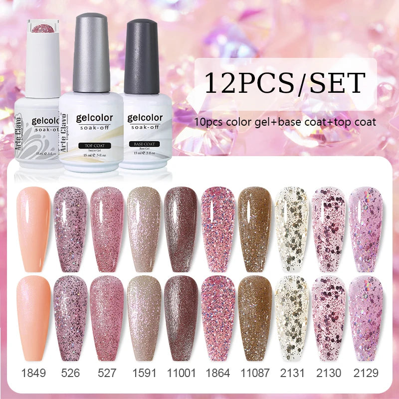 Arte Clavo 10/12/20pcs Gel Nail Polish Set 116 Colors Manicure Semi Permanent Soak Off UV  LED Design Nail Art Gel Varnish Kit