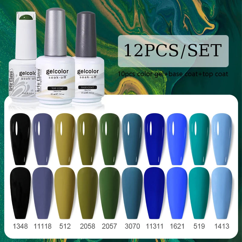 Arte Clavo 10/12/20pcs Gel Nail Polish Set 116 Colors Manicure Semi Permanent Soak Off UV  LED Design Nail Art Gel Varnish Kit