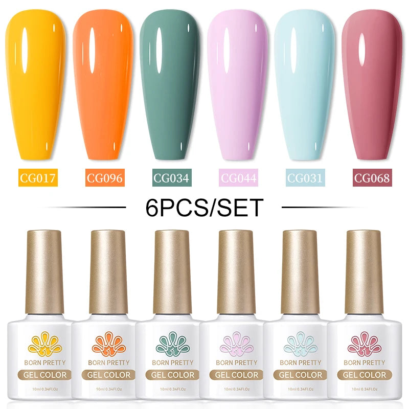 BORN PRETTY 6PCS Gel Polish Set 9D Polaris Cat Magnetic Soak Off UV LED Polish DIY Nail Art Manicure Varnish Base Top Coat