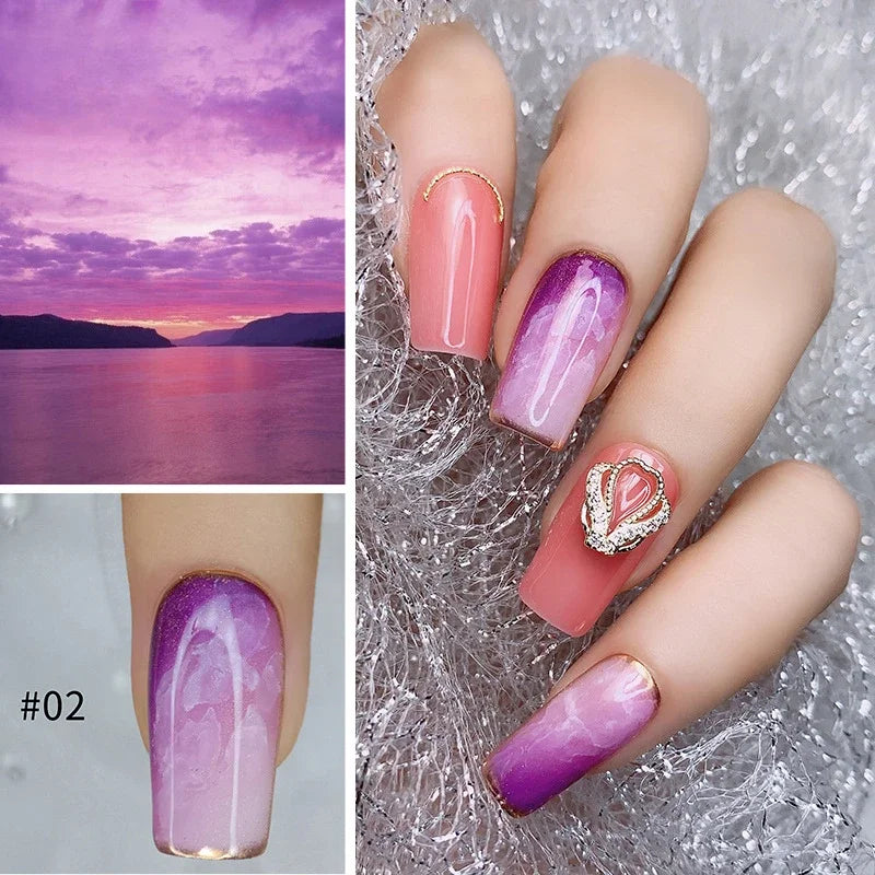 12Pcs 12ml Glitter Blooming Nail Gel Polish Marble Watercolor Ink Nail Design Smudge Spreading Air-drying Manicure Painting Gel