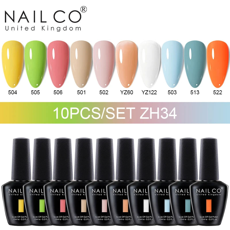 NAILCO 10PCS Set Jelly Color Macarone Gel Polish Set Gel Nail Art All For Manicure Semi-Permanent Varnish Hybrid Design Gel Kit