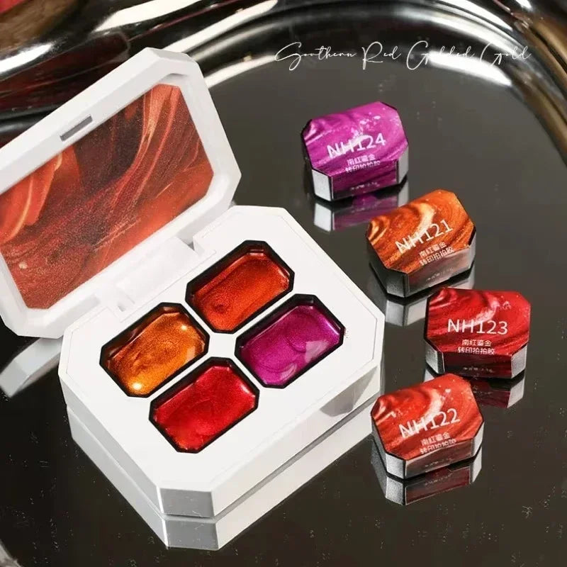 4 Colors Red Gilding Pat Painting Gel Nail Polish High Saturated Thick Paint Gradient Nail Polish Gel Varnishes For Manicure