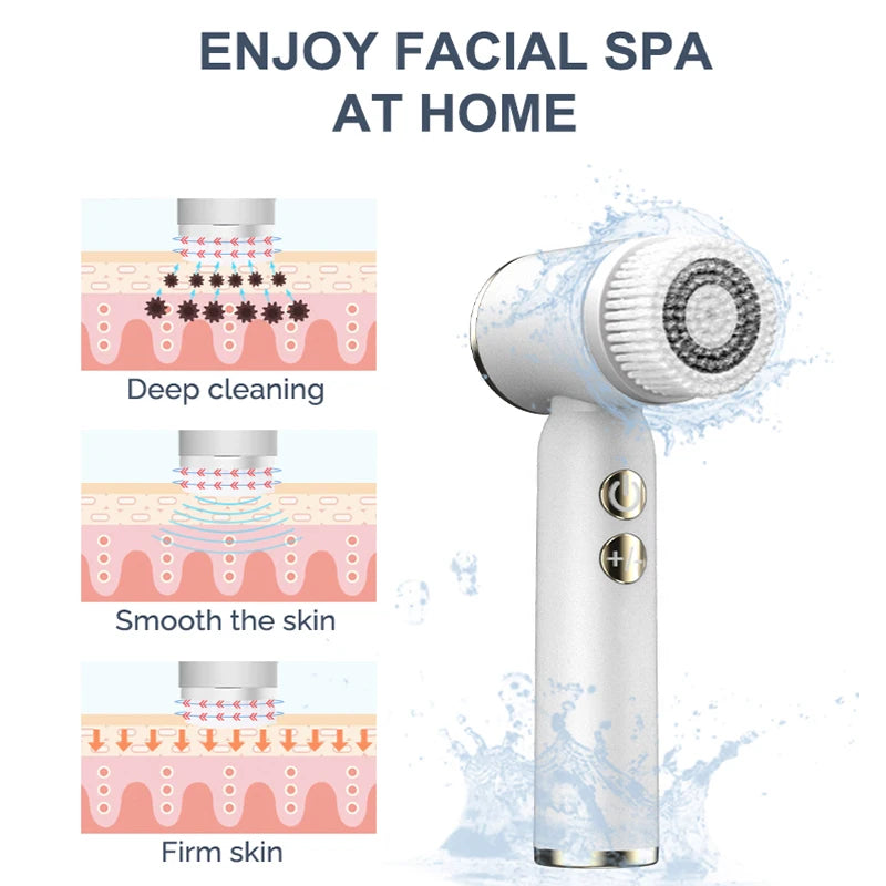 Six-In-One Cleansing Brush Face Wash Brush Clean Pores Exfoliating Silicone Facial Deep Pore Skin Care Scrub Cleanser Tool