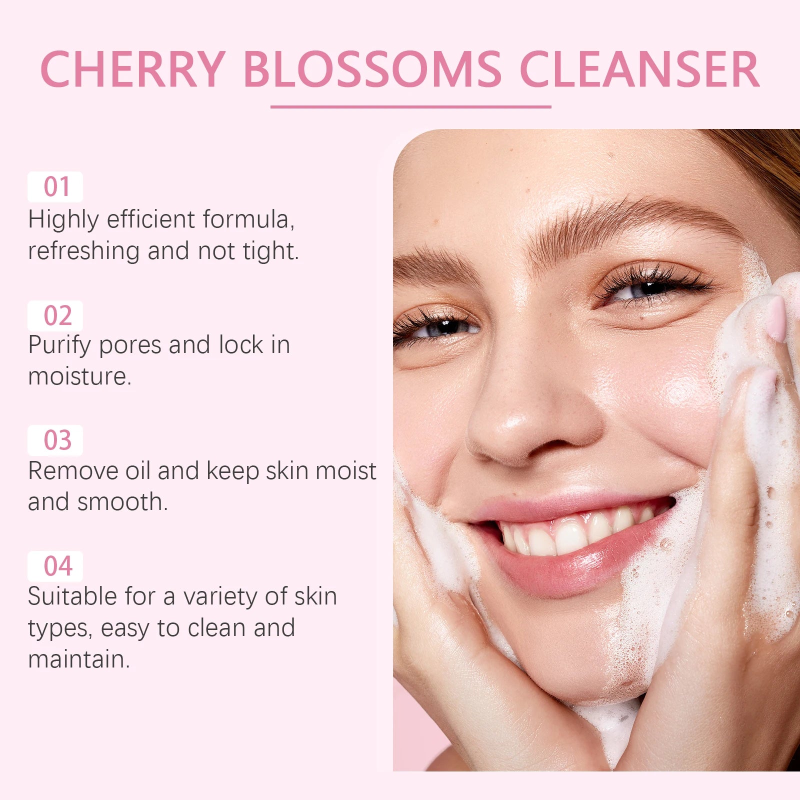 Cherry Blossom Facial Cleanser Deep Cleansing Oil Control Moisturizing Non Tightness Hydrating Facial Cleanser Suitable All Skin