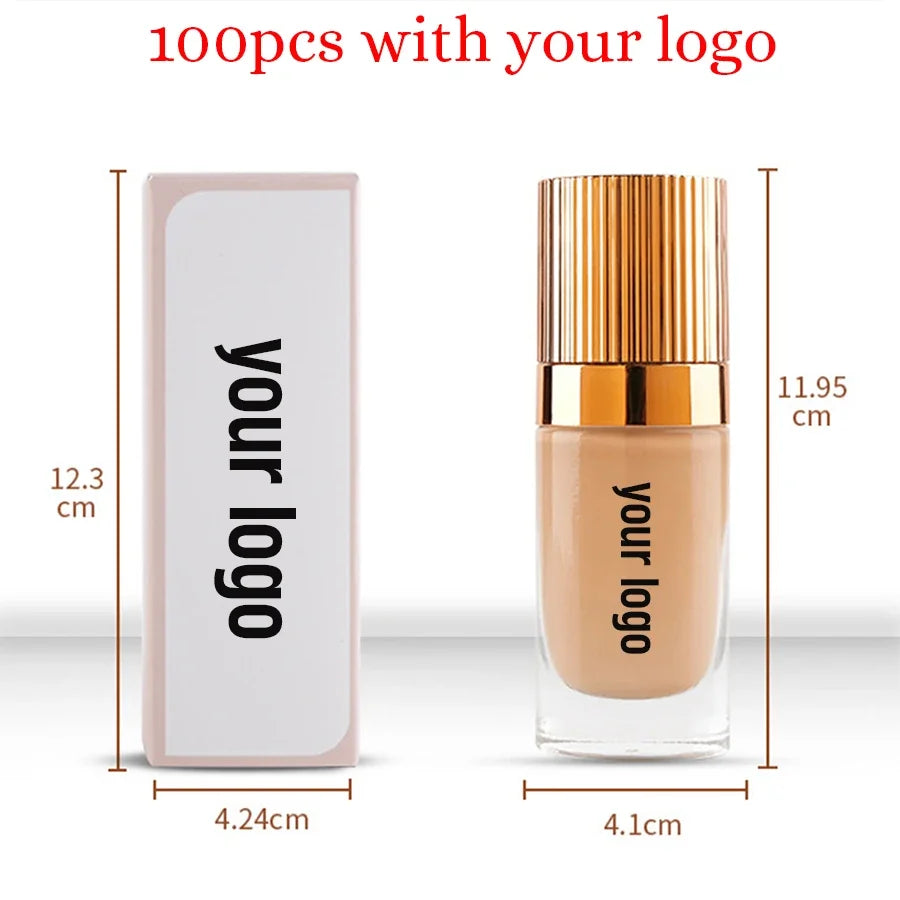 Private Label Full Coverage Matte Non-drying Concealer Long-lasting Liquid Foundation Custom Bulk Makeup Gold Stripe Cover
