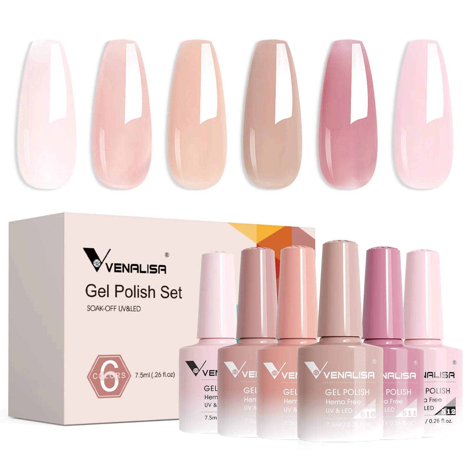 Rose Rubber Base Venalisa Nail Gel Polish Set