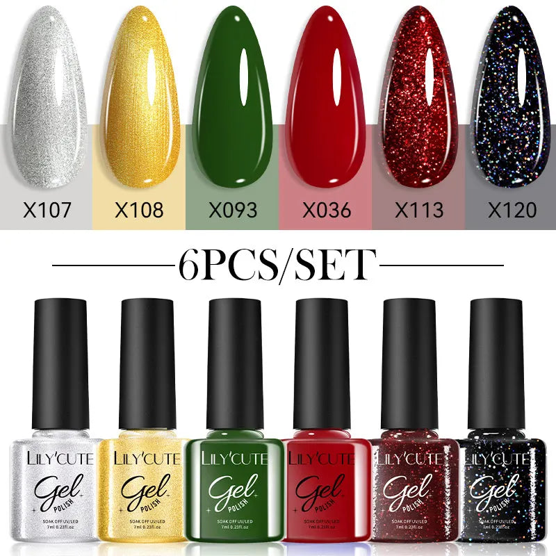 LILYCUTE 6Pcs/set 7ml Coffee Series Gel Nail Polish Kit