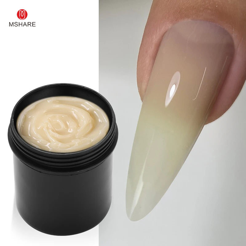 MSHARE 250g Natural Nude Translucent Hard Builder Jelly Gel Not Flow Nail Extension Stretching Construction Repair Broken