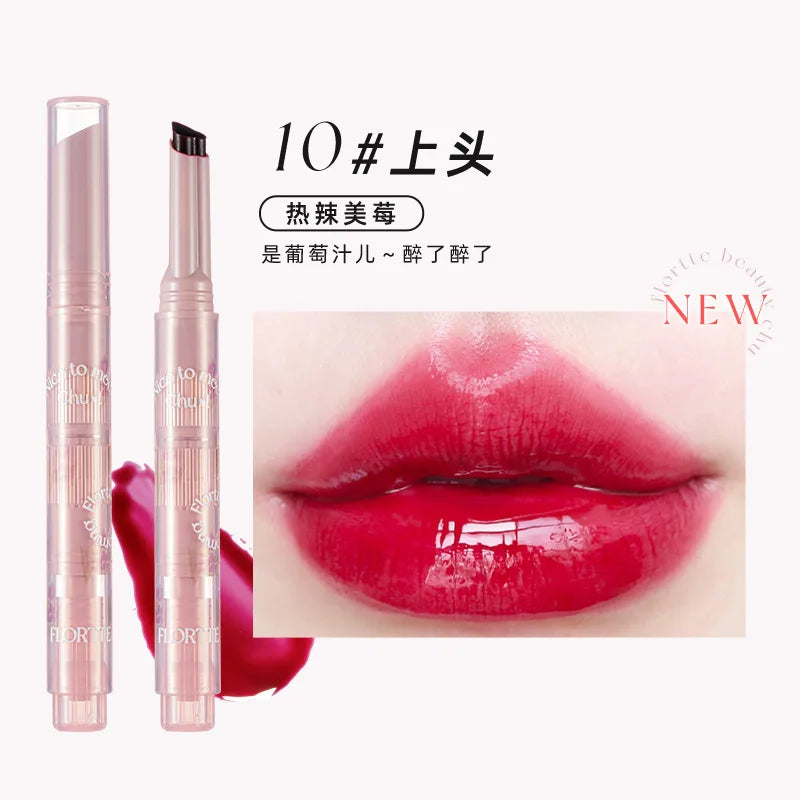 FLORTTE First Kiss Love Lipstick Pencil Lip Balm Mirror Shine Lip Glaze Lip Stick Korean Makeup Lipgloss