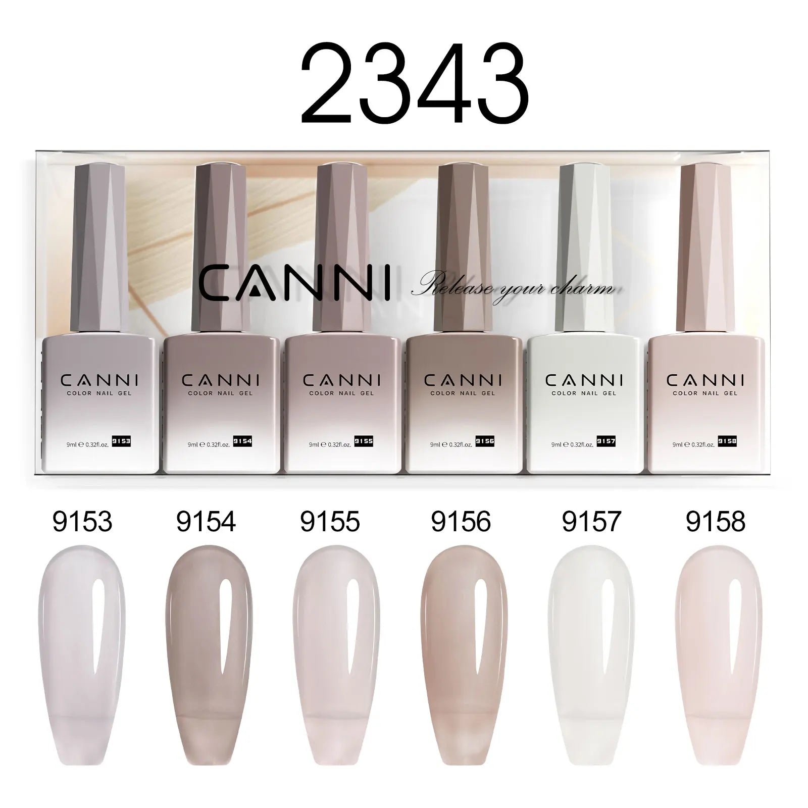 CANNI HEMA FREE Nail Gel Polish VIP Kit Jelly Amber Color Collection Semi Permanent French Nail Gorgeous Color 9ml*6pcs/set