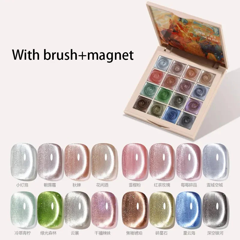 2025 16 Colors Maillard White Cat Eye Solid Cream Varnish Gel Polish Gel Solid Nail Gel Palette Paint Nail Art UV Gel With Tools