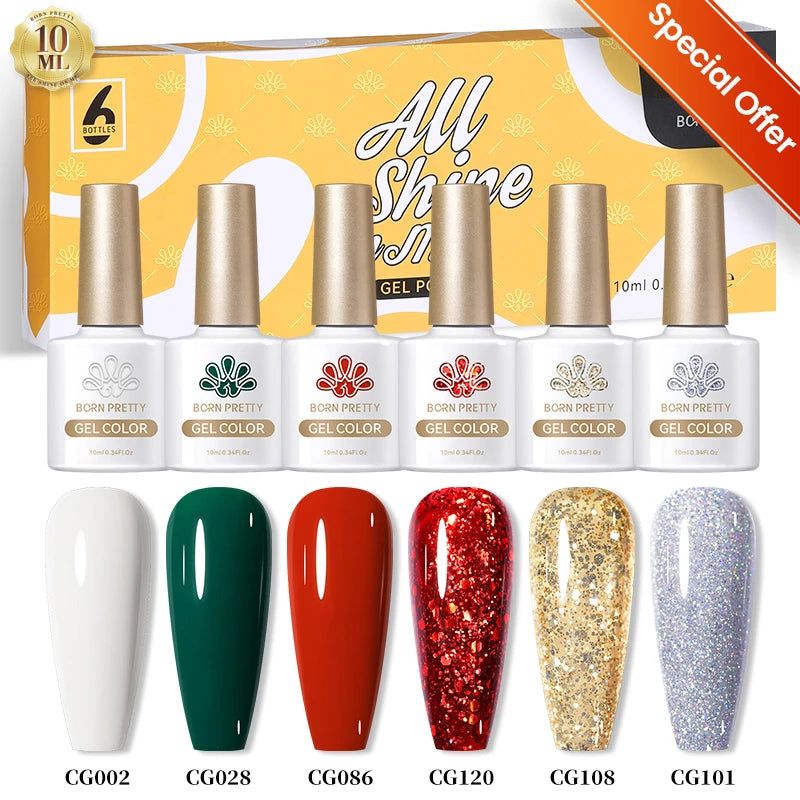 BORN PRETTY Sparkling Moonlight Cat Magnetic Gel Polish Set Semi Permanent Soak Off Crystal Gel Nail Polish Kit For Nail Art DIY