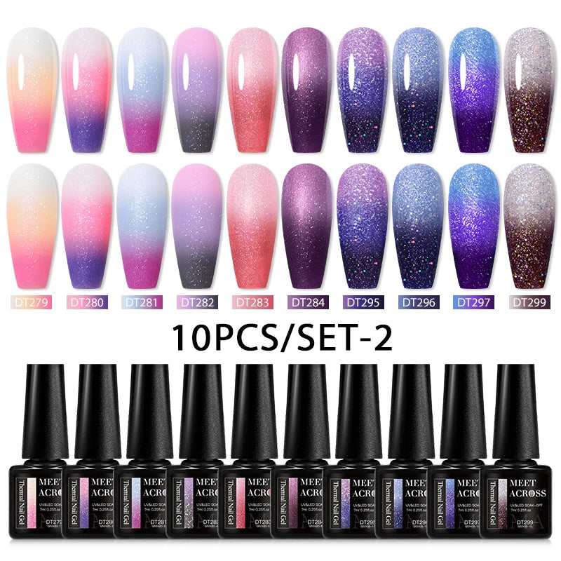 10-12Pcs/set Thermal Gel Nail Polish Set 3 Layers Color Change Nails Semi Permanent Gel Nail Polish For Manicure nail supplies