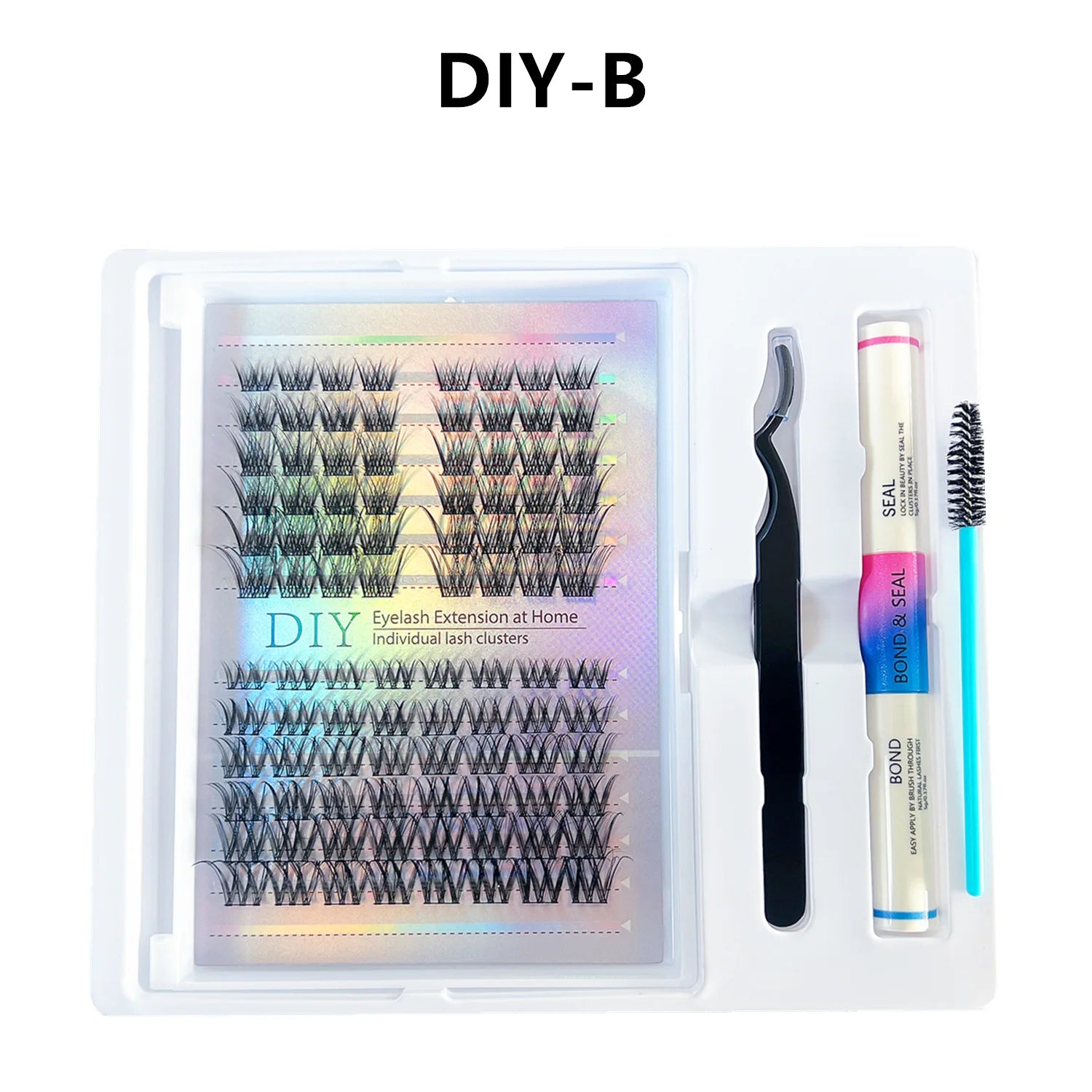 DIY 280 Cluster False Eyelash Extensions Kit Natural Soft Segmented Self grafting Lashes Bond and Seal Glue Brush Makeup Tools