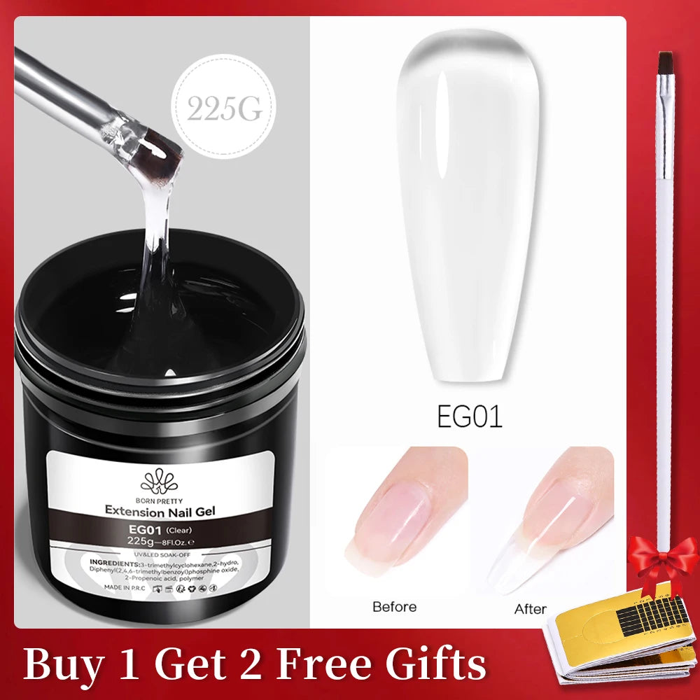 BORN PRETTY 250g Clear Nude 2 In 1 Rubber Base Gel Functions Gel and Color Gel Self-leveling Gel Protecting Natural Nails