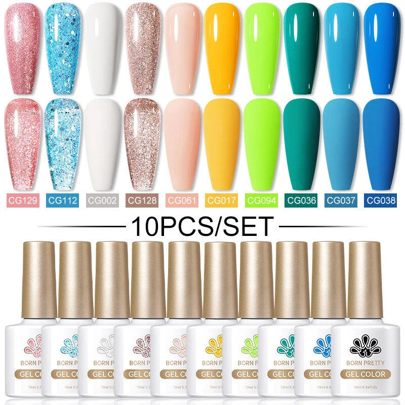 BORN PRETTY Sparkling Moonlight Cat Magnetic Gel Polish Set Semi Permanent Soak Off Crystal Gel Nail Polish Kit For Nail Art DIY