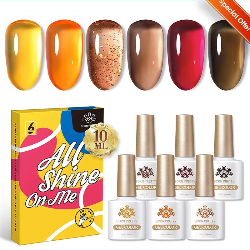 BORN PRETTY Sparkling Moonlight Cat Magnetic Gel Polish Set Semi Permanent Soak Off Crystal Gel Nail Polish Kit For Nail Art DIY