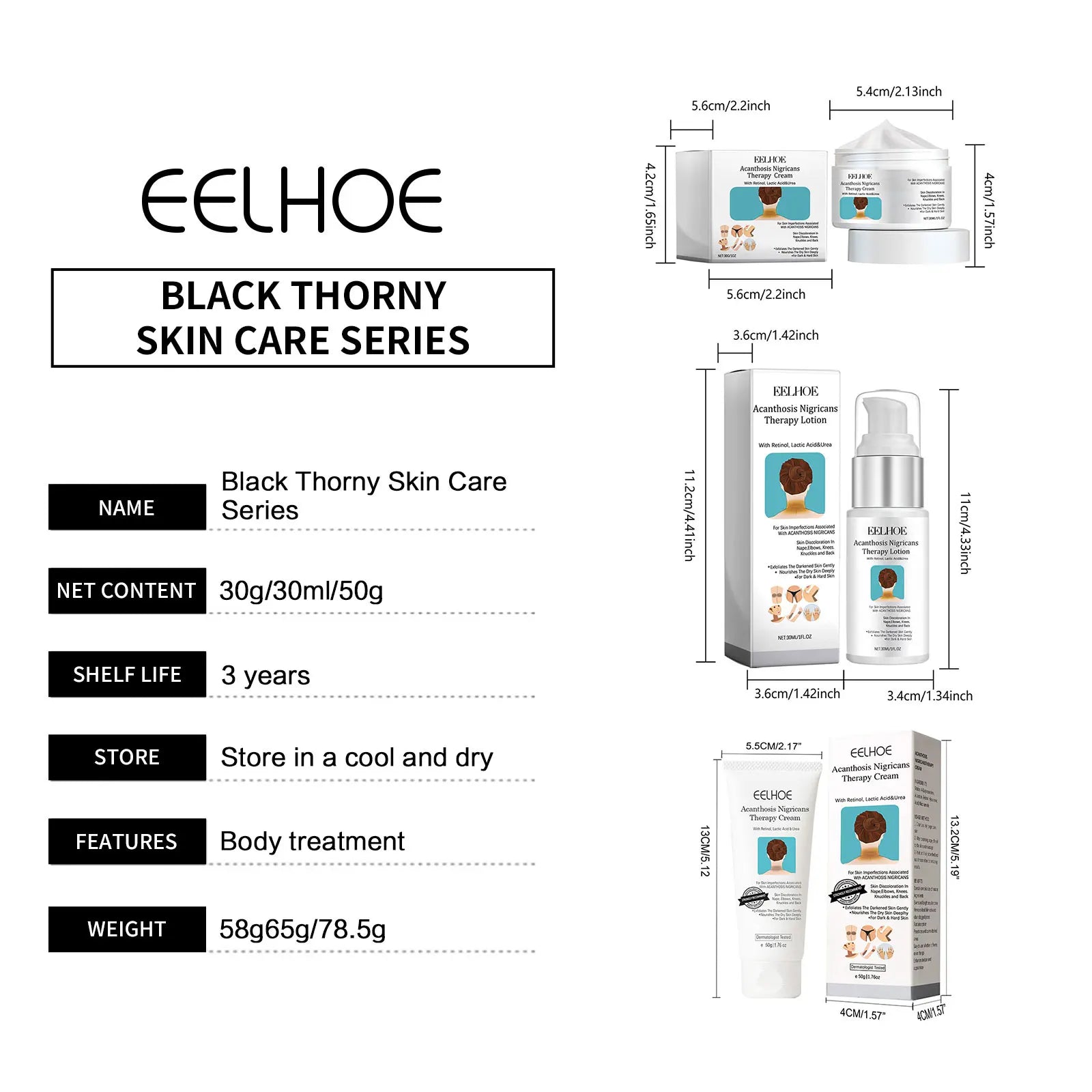 EELHOE Acanthosis Nigricans Therapy Cream Neck Arm Knee Joint Underarm