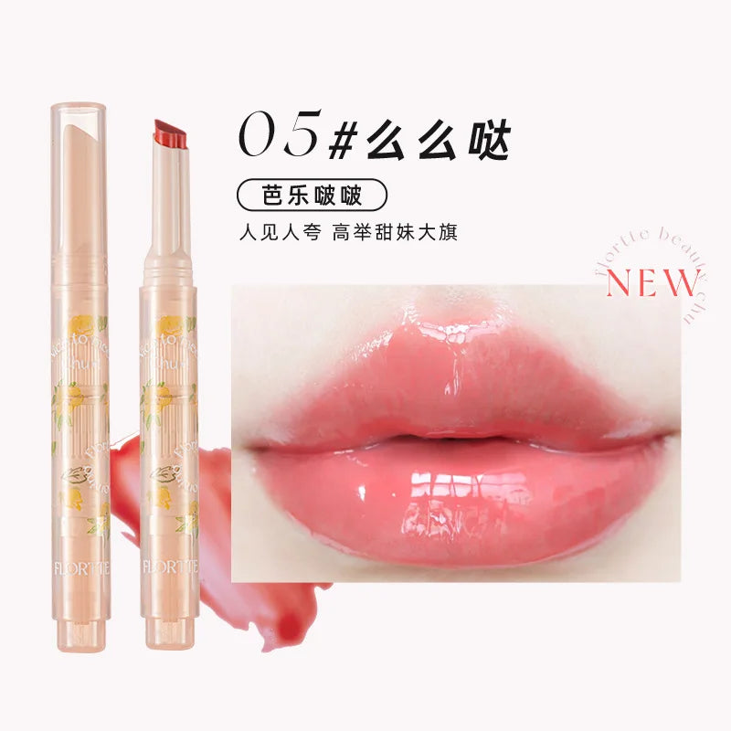 FLORTTE First Kiss Love Lipstick Pencil Lip Balm Mirror Shine Lip Glaze Lip Stick Korean Makeup Lipgloss