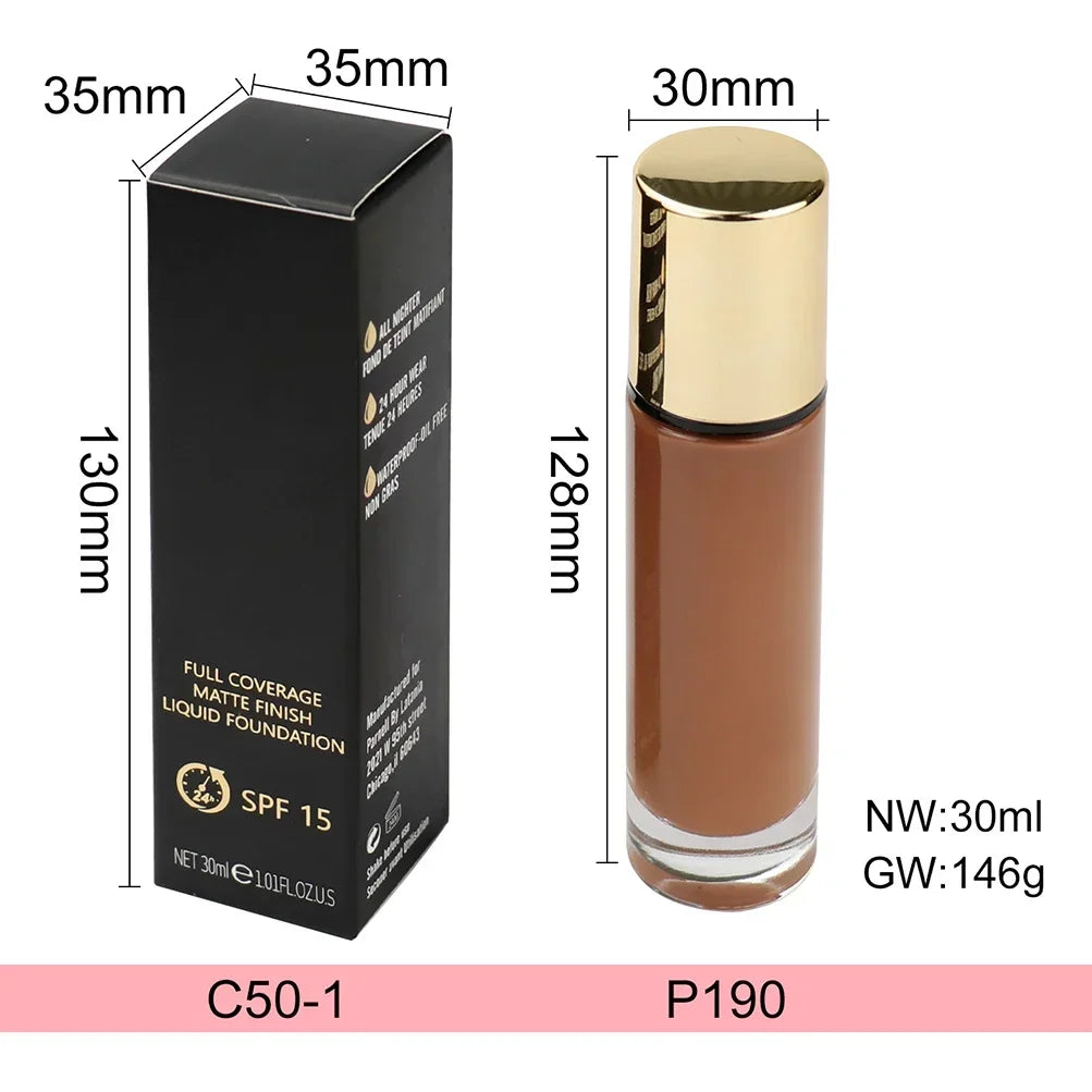Round Bottle 12 Color Matte Moisture Waterproof All Kinds Skin Private Label Liquid Foundation Custom Base Make Up Bulk Makeup