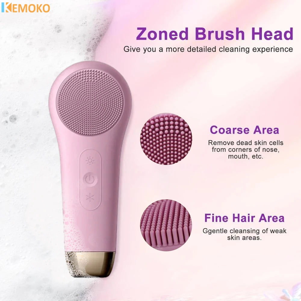 Electric Facial Cleansing Brush Silicone Ultrasonic Vibration Face Cleanser Deep Pores Blackhead Cleaning Washing Skin Massager