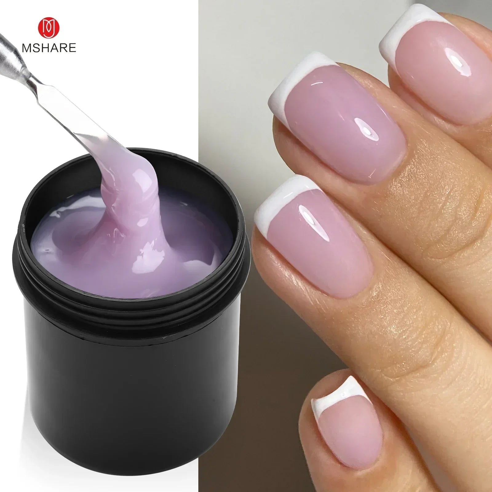 MSHARE Low Heat Milky Self Leveling Construction Gel for Nail Extension Medium Thick Natural Builder Reinforce UV Led Gel 142g