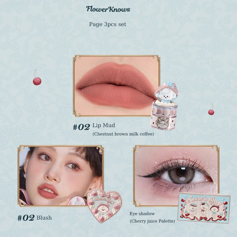 Flower Knows Never's Shop Collection All In Make Up Sets Cosmetics Full Set Lip Mud Blusher Eye Shadow Makeup Kit Professional