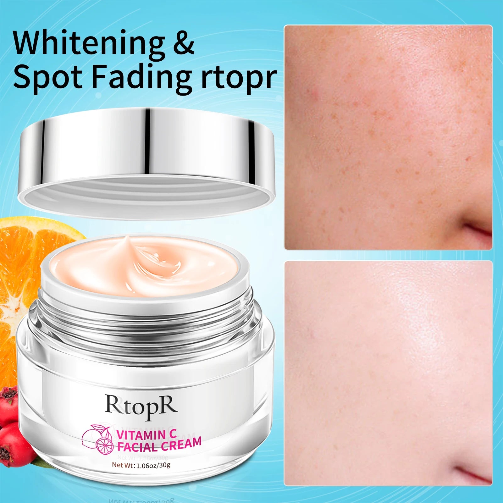 RtopR Vitamin C Face Cream Whitening Brightening Gentle Nourishing Moisturizing Melanin Reduction Fine Lines Rejuvenating Skin