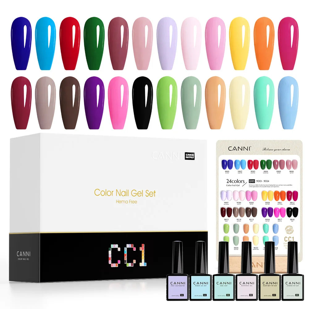 2/6pcs/kit CANNI HEMA FREE Nail Gel Polish Kit Gorgeous Color Beautiful Semi Permanent Gorgeous Full Coverage Soak off UVLED Gel
