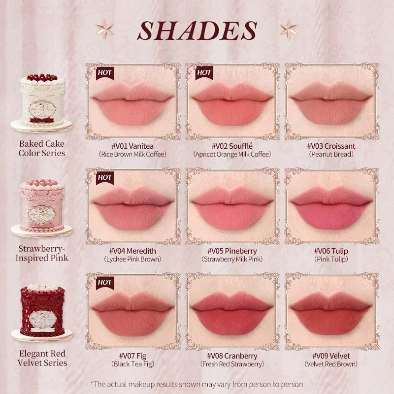 Flower Knows Strawberry Cupid Collection Cake Lip Cream 5ml Velvet Lip Tint - High Pigment Color Longwear Matte Lipstick