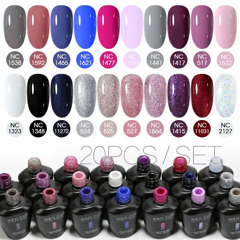 NAILCO 20/30Pcs Fluorescent Color Gel Nail Polish Set Semi Permanent UV LED Varnish Nail Art Design Soak Off Nail Gel Set 15ml