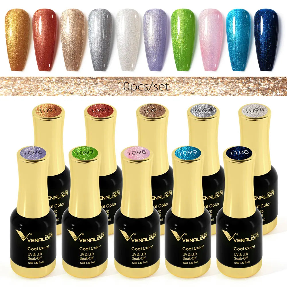 Venalisa Jelly Pink Kit 12ml Gel Nail Polish Full Coverage Platinum Pigment Fall Color Gorgeous Color Soak Off UV LEDGel Varnish