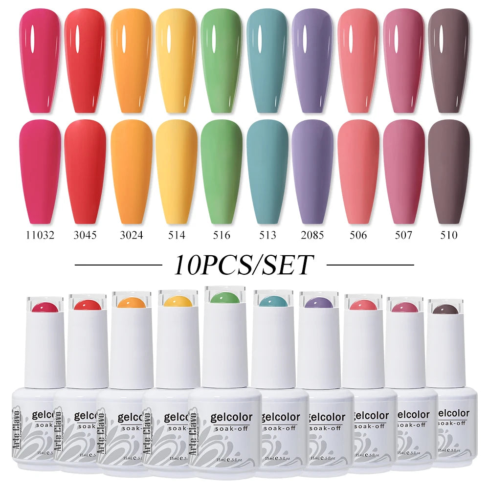 Arte Clavo 10/12/20pcs Gel Nail Polish Set 116 Colors Manicure Semi Permanent Soak Off UV  LED Design Nail Art Gel Varnish Kit
