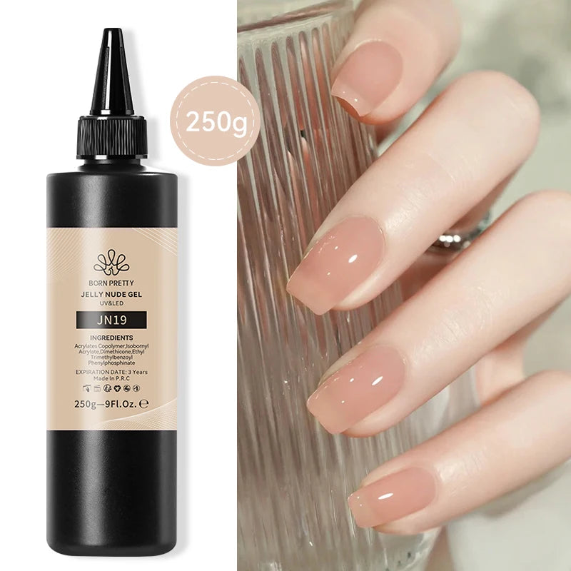 250g BORN PRETTY Milky White Jelly Gel Nude Pink Transparent Semi Permanent Gel Nail Polish Manicure Soak Off UV LED Gel Varnish