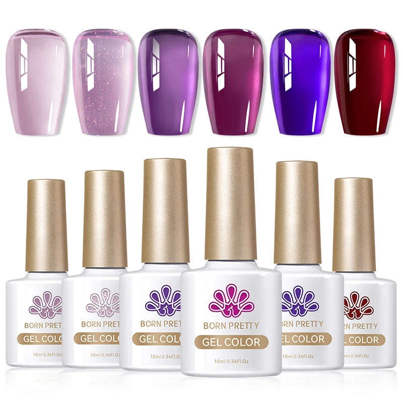 BORN PRETTY 6PCS Gel Polish Set 9D Polaris Cat Magnetic Soak Off UV LED Polish DIY Nail Art Manicure Varnish Base Top Coat