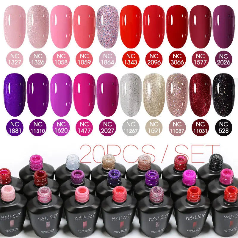 NAILCO 20/30Pcs Fluorescent Color Gel Nail Polish Set Semi Permanent UV LED Varnish Nail Art Design Soak Off Nail Gel Set 15ml