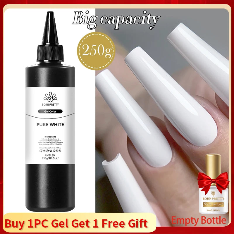 BORN PRETTY 250g Super Strong Nail Glue For False Nail Tips Press On Nails Refilled Package Base Gel Top Coat Matte Top Coat