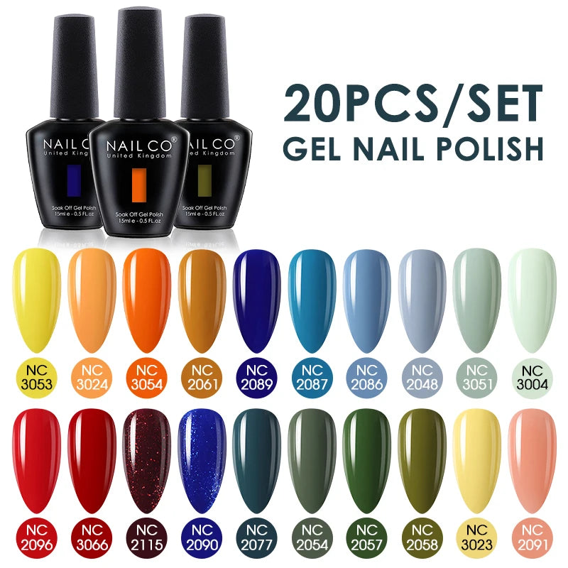 NAILCO 15ml 20/30pcs Gel Nail Polish Set Spring Summer Color UV Gel Nail Art All For Manicure  Gel Paint For DIY Professionals
