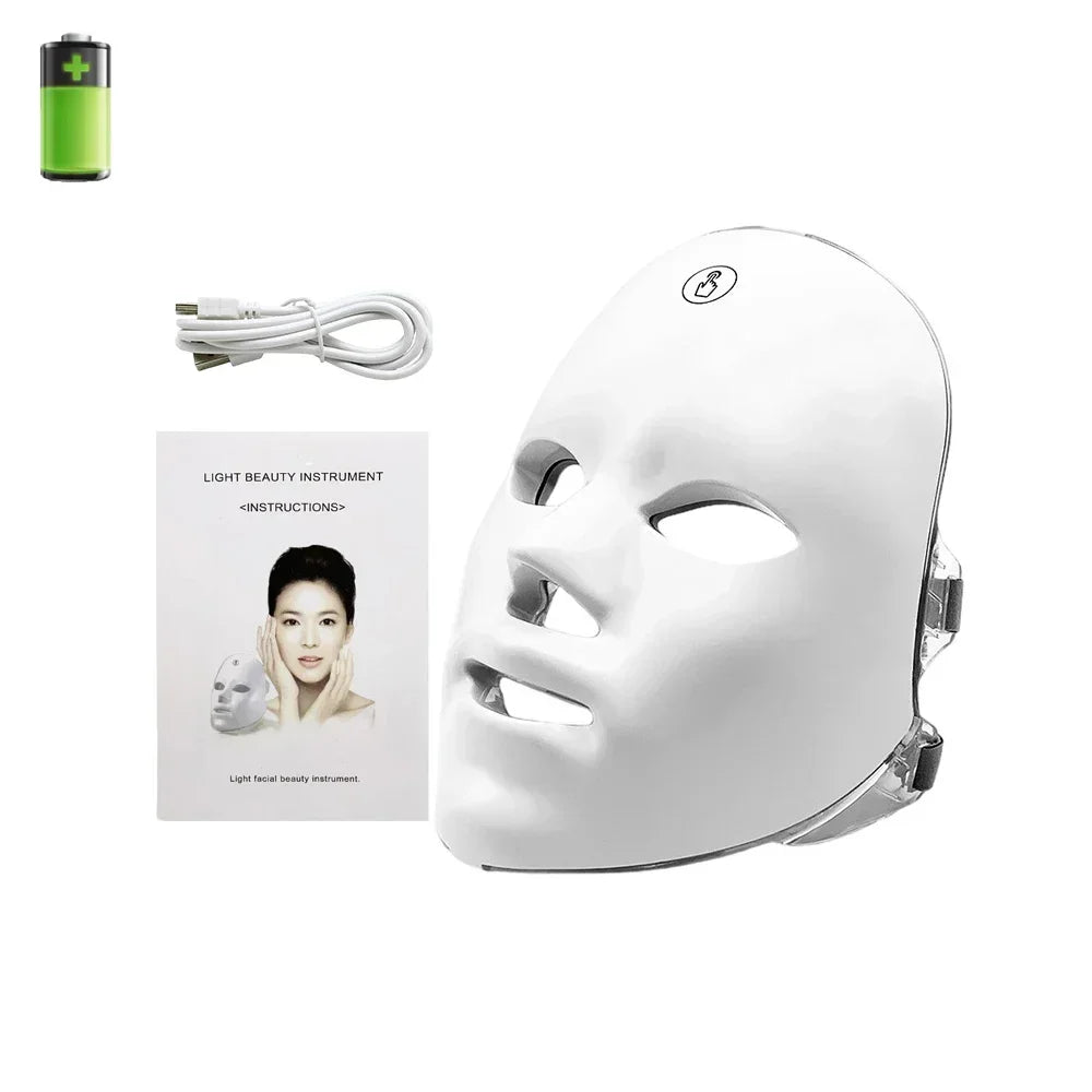 Electrical Cosmetic 7 Wavelength LED Biology Colorful Light Therapy Mask for Face Neck Korean Skin Care Facial Beauty Machine