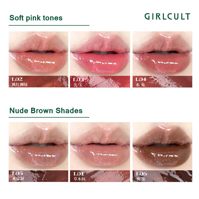 Girlcult Coiled Peach Mirror Lipstick Hydrating Makeup Lipgloss Glossy Lip Balm Long Lasting Moisture Solid Lip Glaze Vegan