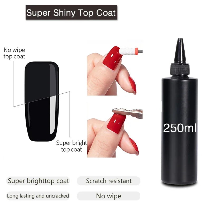 BOZLIN 1KG Super Shinny Top Coat UV Base Gel Polish Matte Top Coat Reinforce Gel Long Lasting Shinning Soak Off Nail Art Varnish