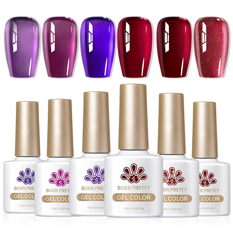 BORN PRETTY 6PCS Gel Polish Set 9D Polaris Cat Magnetic Soak Off UV LED Polish DIY Nail Art Manicure Varnish Base Top Coat