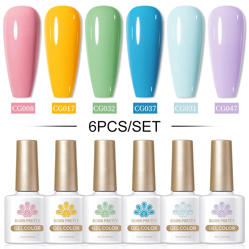 BORN PRETTY 6PCS Gel Polish Set 9D Polaris Cat Magnetic Soak Off UV LED Polish DIY Nail Art Manicure Varnish Base Top Coat