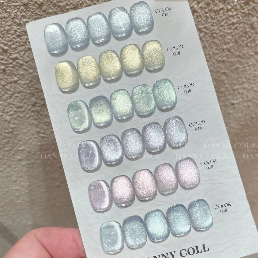 6pcs Sparkling Magnetic Gel 9D Flash Crystal Cat's Eye Gel Nail Polish Set With Sample Soak Off UV LED Cat Eye Varnish 15ml